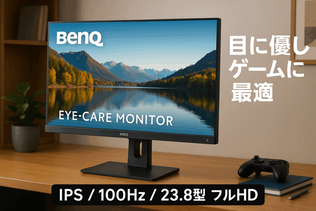 ベンキュージャパン BenQ アイケアモニター GW2490T (23.8インチ/フルHD/IPS/100Hz/輝度自動調整機能(B.I. Gen2)搭載/ブルーライト軽減プラス/フリッカーフリー/スピーカー付き(2W×2)/HDMI/DP/高さ調整・回転/家庭用ゲーム機)