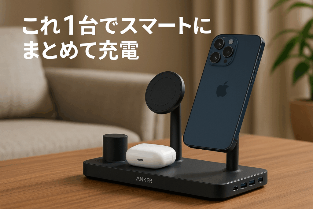 Anker MagGo Magnetic Charging Station (8-in-1) 【Qi2対応 / マグネット式 8-in-1 ワイヤレス充電ステーション】MagSafe対応 iPhone 16 / 15 / 14 / 13 ブラック