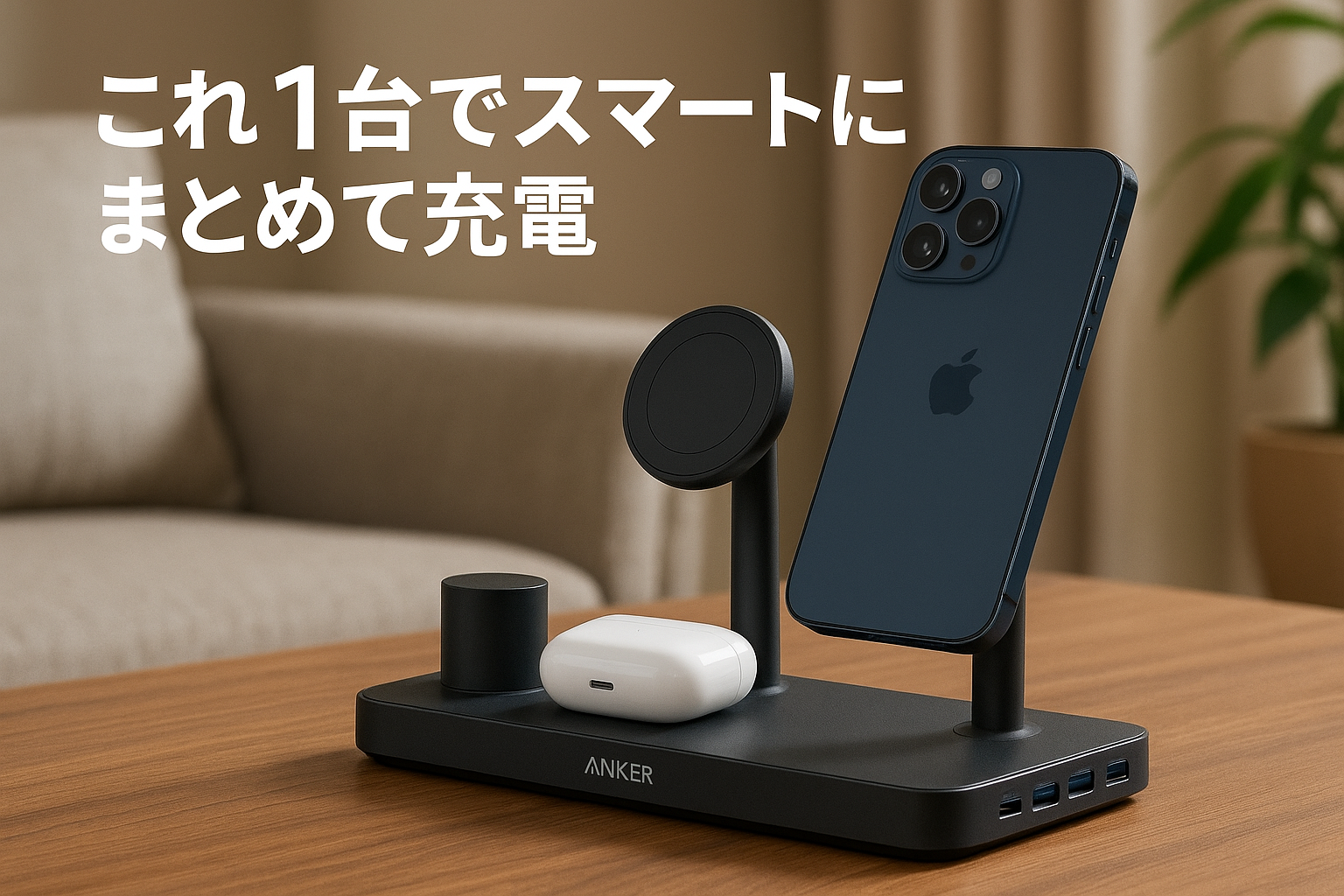 Anker MagGo Magnetic Charging Station (8-in-1) 【Qi2対応 / マグネット式 8-in-1 ワイヤレス充電ステーション】MagSafe対応 iPhone 16 / 15 / 14 / 13 ブラック
