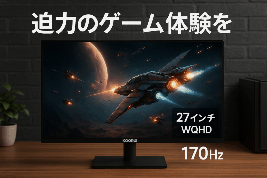 KOORUI ゲーミングモニター 27インチ モニター 170Hz WQHDディスプレイ IPS 1ms ゲームモニター pcモニター Adaptive Sync HDR400 10Bit縦横回転・高さ調節 HDMIX2 DPX1 VESA スピーカー非搭載27E3Q