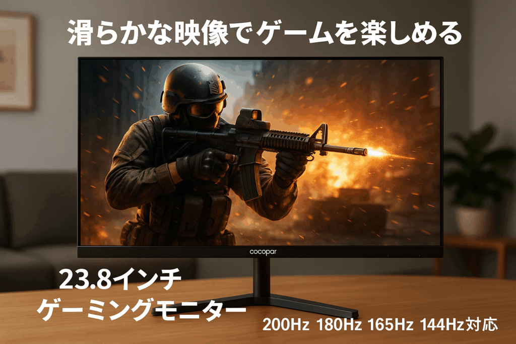 cocopar モニター 23.8インチ ゲーミングモニター 200Hz/ 180Hz/ 165Hz/144Hz/ 120Hz対応 HDMI2.0*2個 120%sRGB広色域 350nit高輝度 1ms応答 DP1.4 VESA対応 狭額縁 薄型 FHD 非光沢IPSパネル 射撃補助 角度調整 FreeSync/HDR/OD/チルト/イヤホン/スピーカー HG-238H