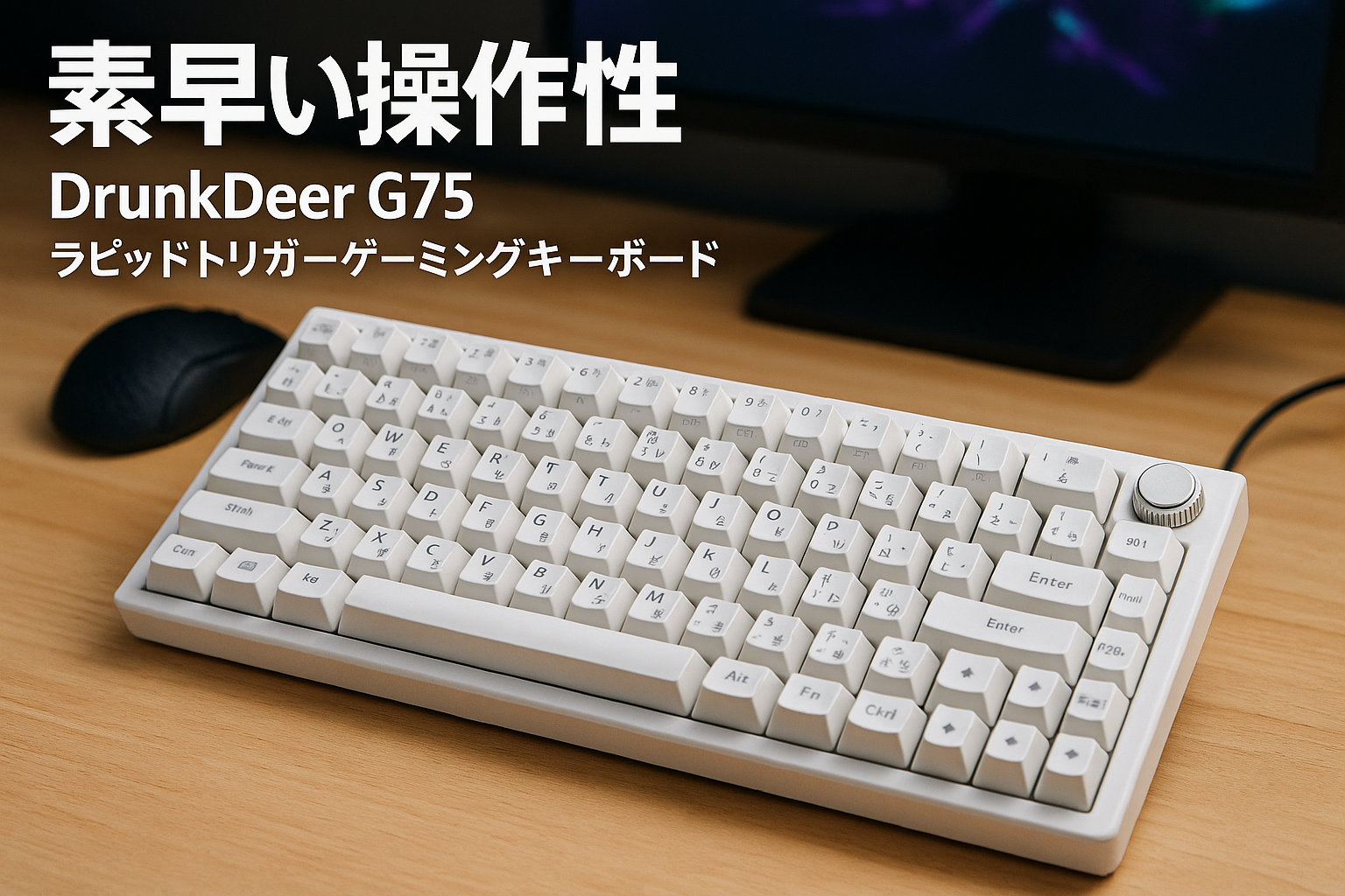 DrunkDeer G75 ラピッドトリガーキーボード eスポーツゲーミングキーボード - 磁気スイッチ - デュアルトリガーモード - 調節可能な作動 75%デザイン ホワイト