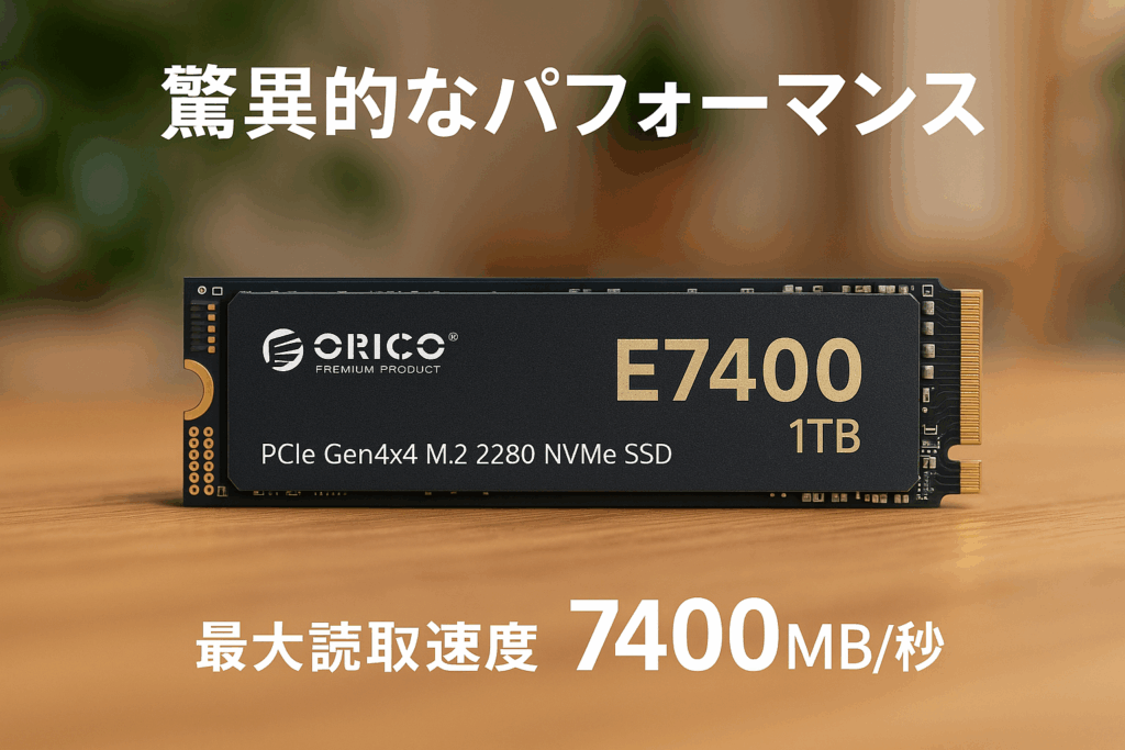 ORICO E7400 1TB 内蔵SSD - PCIe Gen4x4 M.2 NVMe 2280 読取速度 7400MB/s 書込速度 6600MB/s 高耐久 3D QLC NAND搭載 PS5動作確認済み グラフェン冷却シート採用 5年メーカー保証