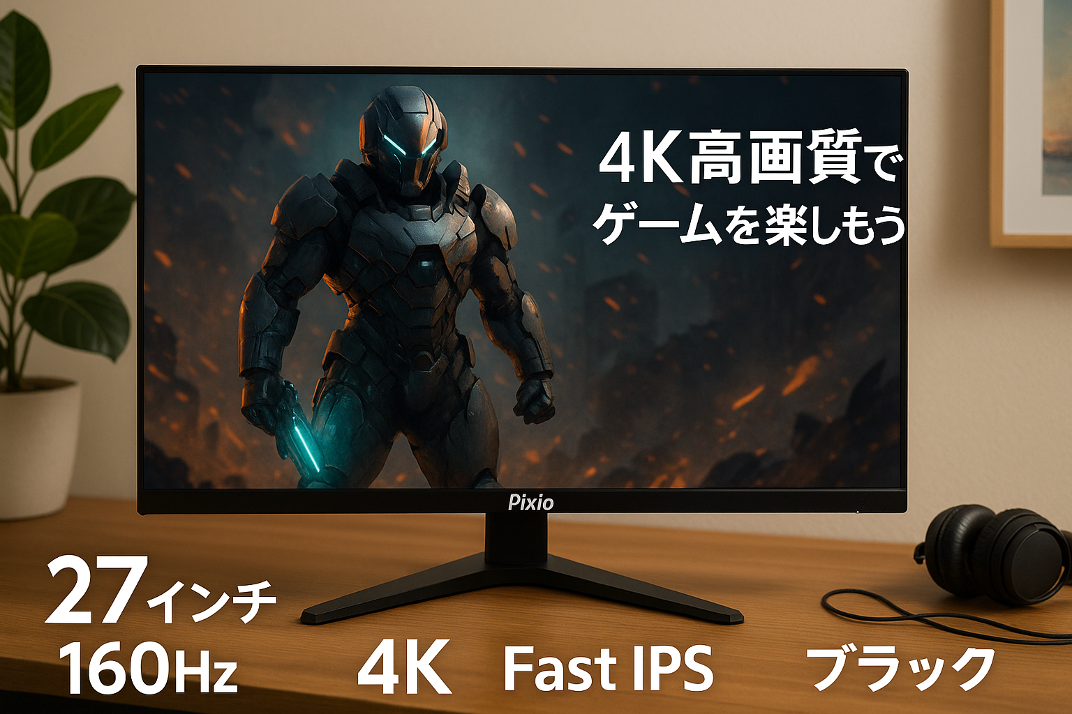 Pixio PX27U Wave Black ゲーミングモニター 27インチ 160Hz 4K Fast IPS ブラック スピーカー内蔵 2年保証 30日間返品保証 PX27UWAVE