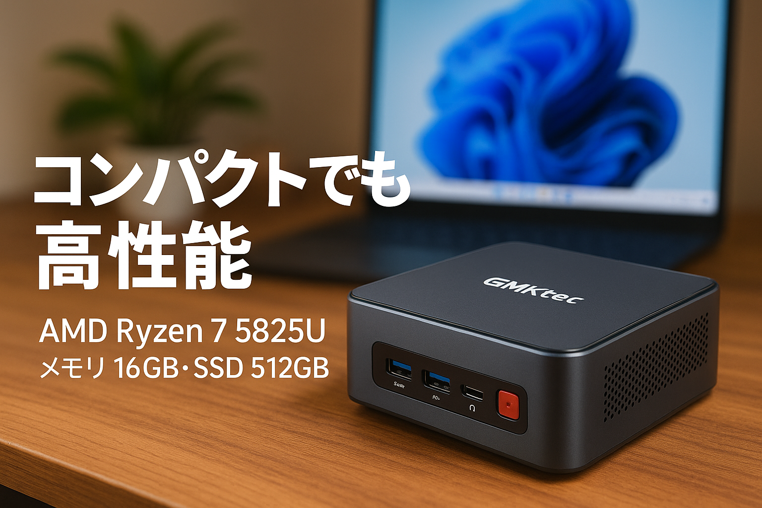 GMKtec mini pc AMD Ryzen 7 5825U (8C/16T 最大 4.50GHz) ミニPC 16GB SSD 512GB Windows 11 Pro 3画面 2.5Gbps LAN WiFi6 Bluetooth5.2