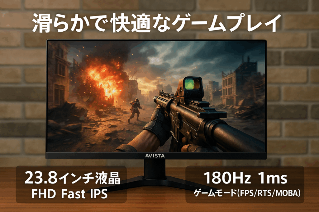 AVISTA ゲーミングモニター 23.8インチ 液晶 FHD Fast IPS 180Hz 1ms ゲームモード(FPS/RTS/MOBA) ブラック DGF230SBB ドウシシャ