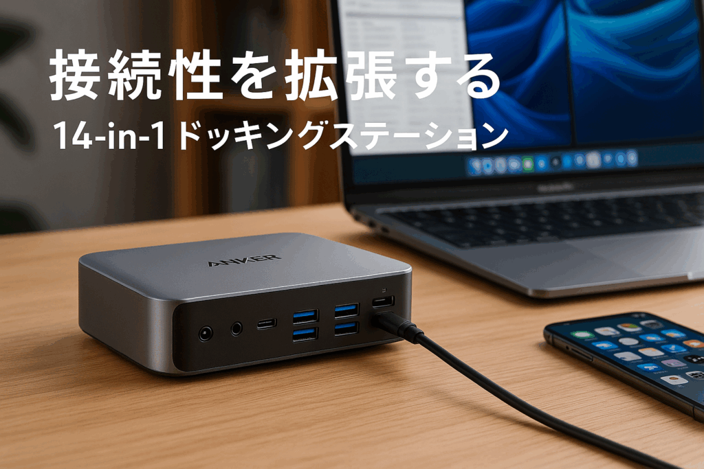 Anker Prime ドッキングステーション (14-in-1, Dual Display, 160W) USB PD最大100W出力対応USB-Cアップストリームポート Built-in GaN AC-DC電源装置搭載 10Gbps高速データ転送 4K 60Hz HDMI 2.0ポート 1Gbpsイーサネットポート オーディオジャック MacBook Dell スマホ他対応