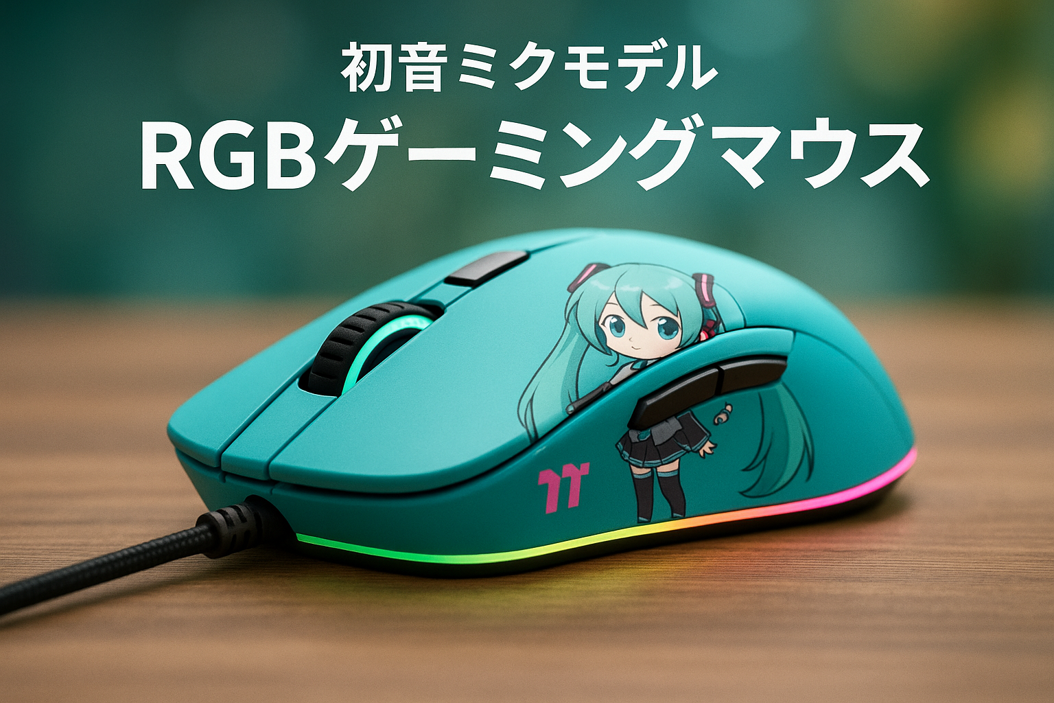 Thermaltake Neros Pro RGB Hatsune Miku Edition USB有線接続 RGB機能搭載 ゲーミングマウス 初音ミクエディション GMO-NPR-WDOHBL-09 MS0706