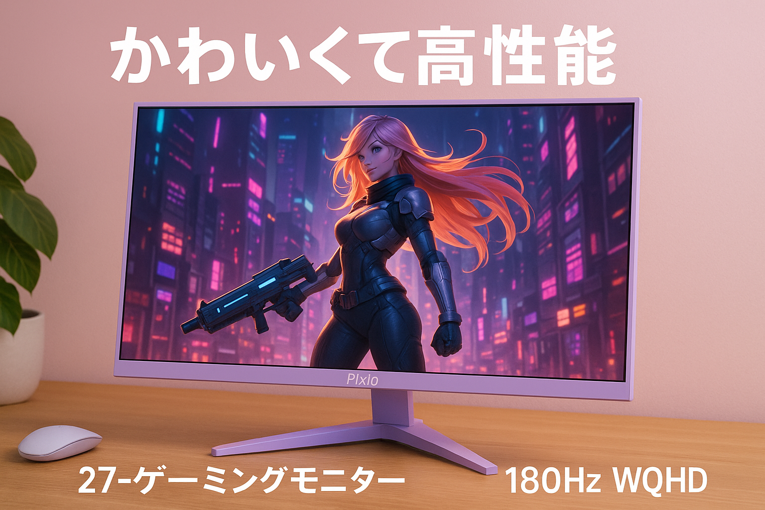 Pixio PX278 WAVE Pastel Purple ゲーミングモニター 27インチ 180Hz WQHD パステル パープル 2年保証 かわいい