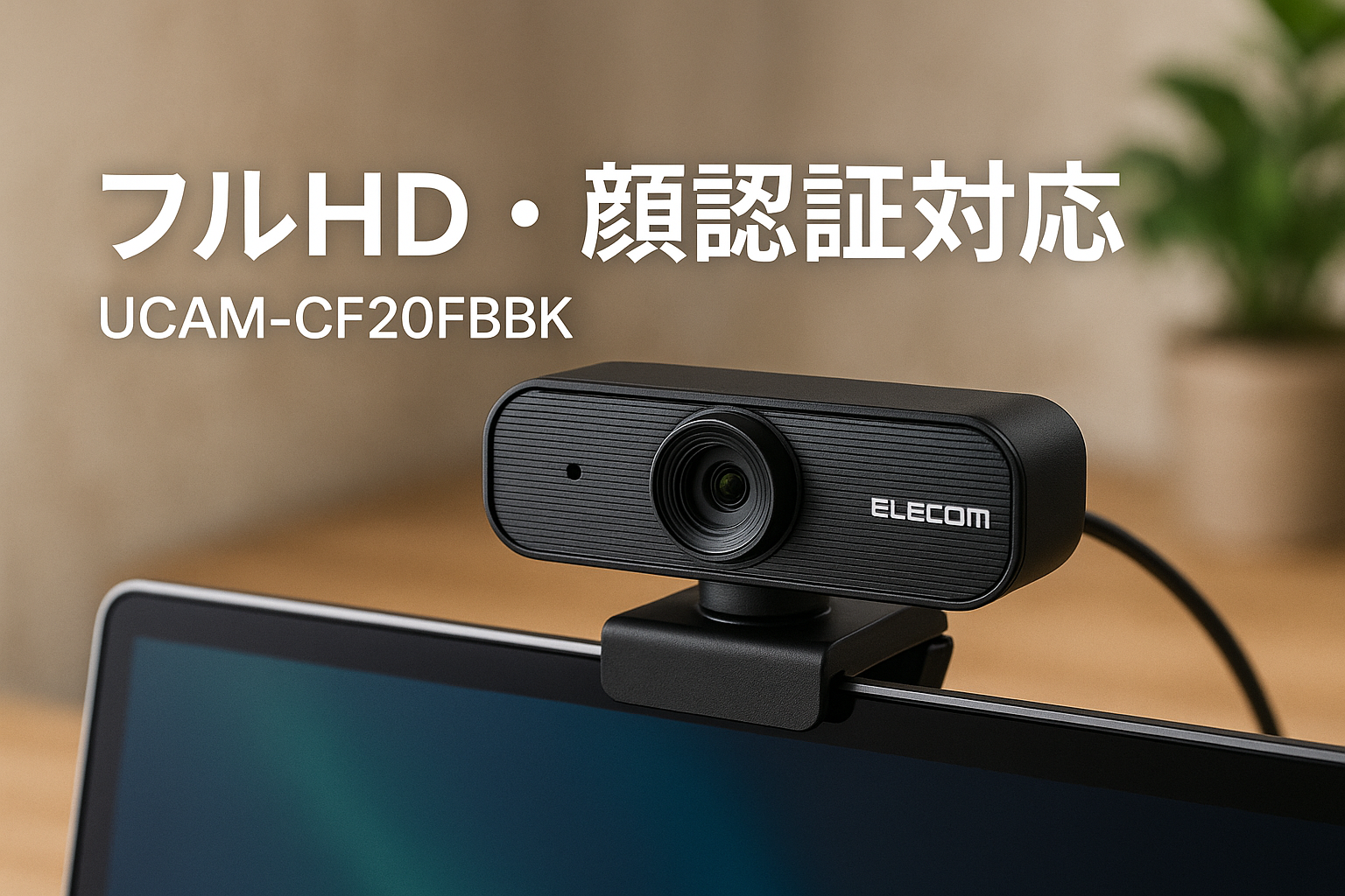 エレコム WEBカメラ UCAM-CF20FBBK 200万画素 フルHD 1080p 30FPS Windows Hello顔認証対応 マイク内蔵 ケーブル長1.5m ブラック
