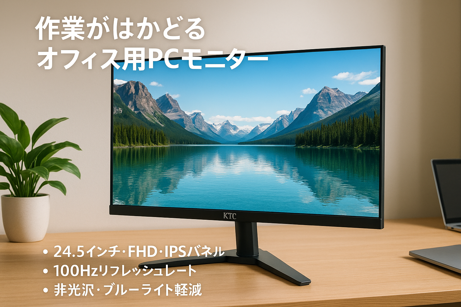 KTC 24.5インチ FHD IPSモニター - 100Hzリフレッシュレート, 非光沢ディスプレイ, ブルーライト軽減, フリッカーレス技術, VESA対応, Adaptive Sync, 1300:1コントラスト比, オフィス用PCモニター, 三年保証付き - H25B7