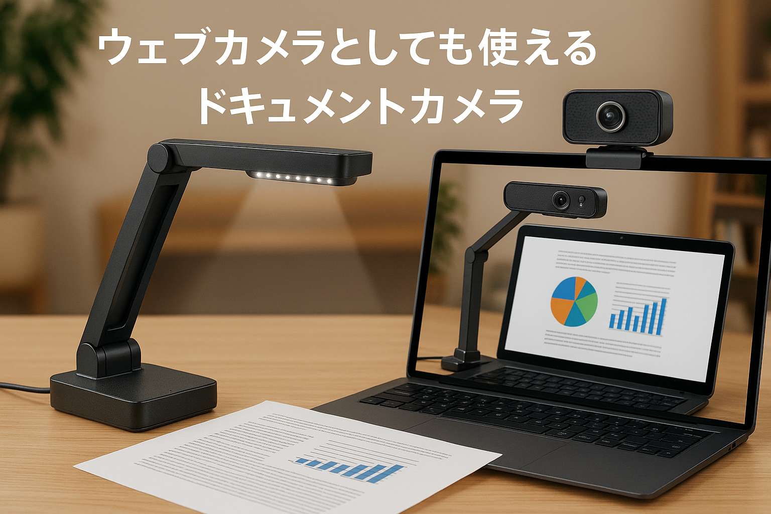 Innex DC500 USB Webカメラ & 書画カメラ/実物投影機 1300万画素 4K/30fps & 1080P/60fps 2つのフォーカスモード A3サイズ&10cm近接投影 折りたたみ式ポータブル AIノイズ軽減マイク内蔵 Win/Mac/ChromeBook用 プラグ＆プレイ LEDランプ テレビ会議/オンラインレッスン/遠隔授業/ハイブリッド授業