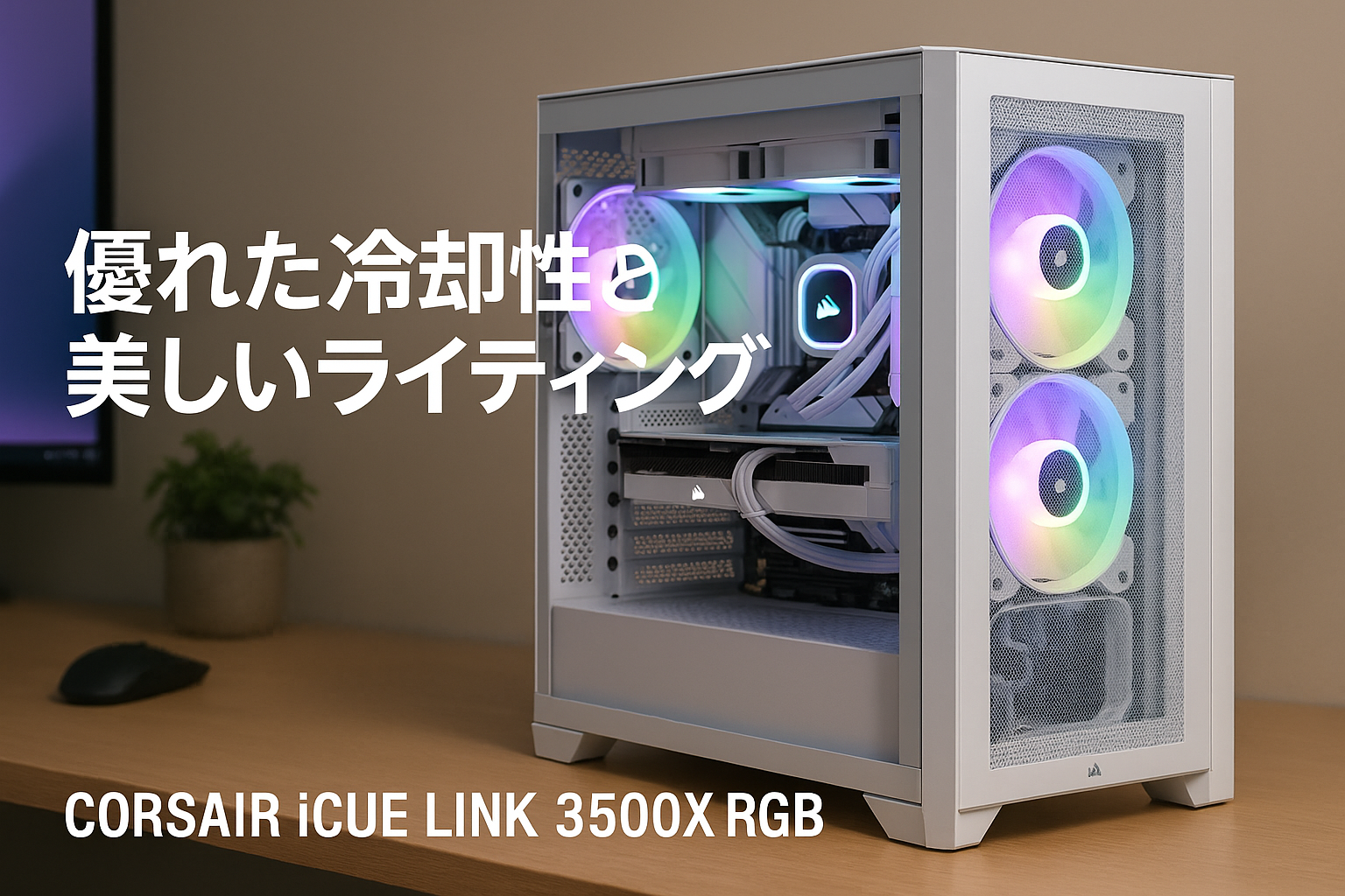 CORSAIR iCUE LINK 3500X RGB Tempered Glass ミドルタワーPCケース ホワイト CC-9011281-WW