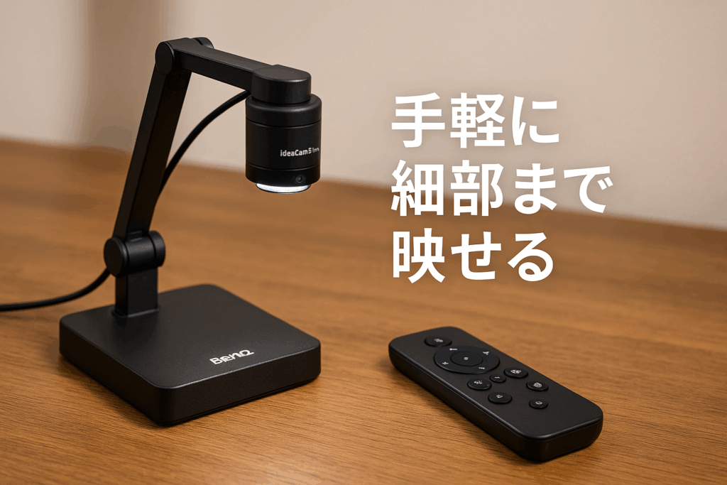 BenQ ideaCam S1 Pro/手元実演Webカメラ リモコン付きモデル 書画カメラ 実物投影機 マクロスコープ 10cm 接写撮影 マクロ撮影 俯瞰撮影 AF搭載 フルHD対応 高倍率ズームレンズ LEDライト ノイズキャンセリングマイク 専用ソフト