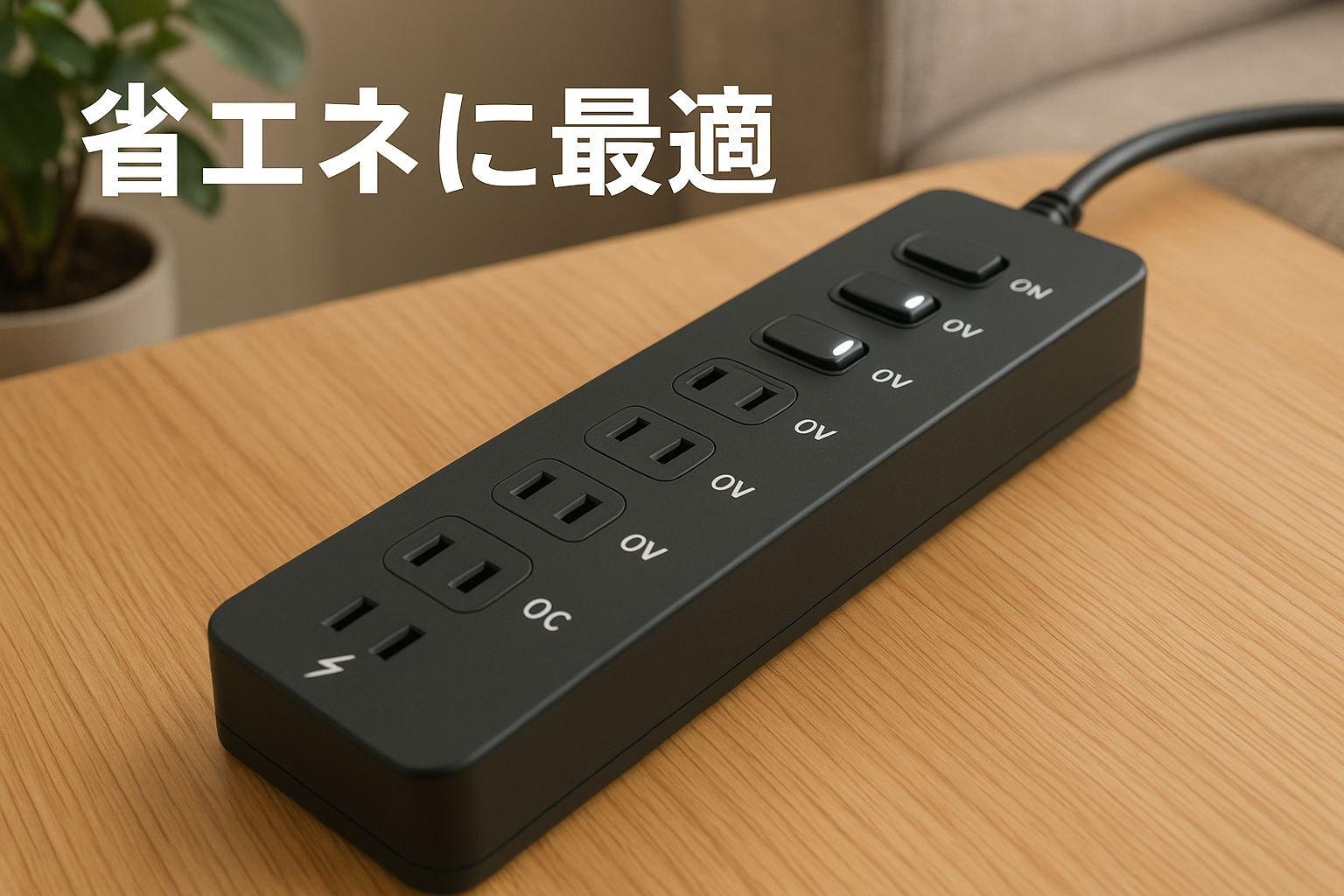 SAYBOUR 電源タップ 雷ガード 個別スイッチ 節電タップ おしゃれ省エネ ACコンセント 6個口LED PSE認証済 延長コード (2m, ブラック)