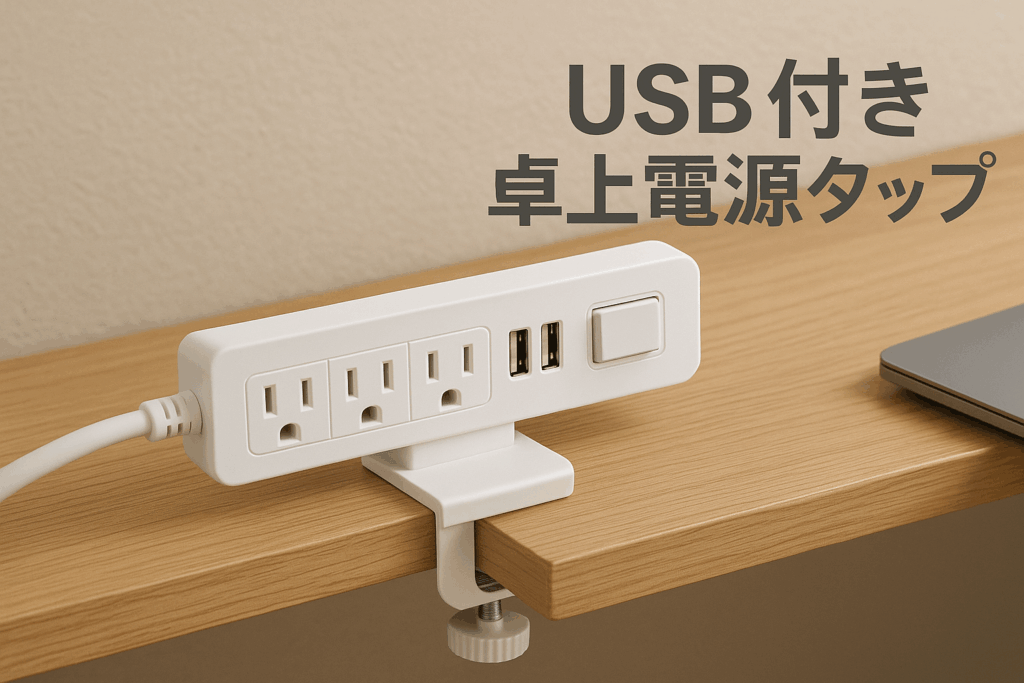 エルパ(ELPA) 卓上電源タップ USB付き クランプ固定 集中スイッチ 雷ガード付き WLS-DS4232SUA(W)