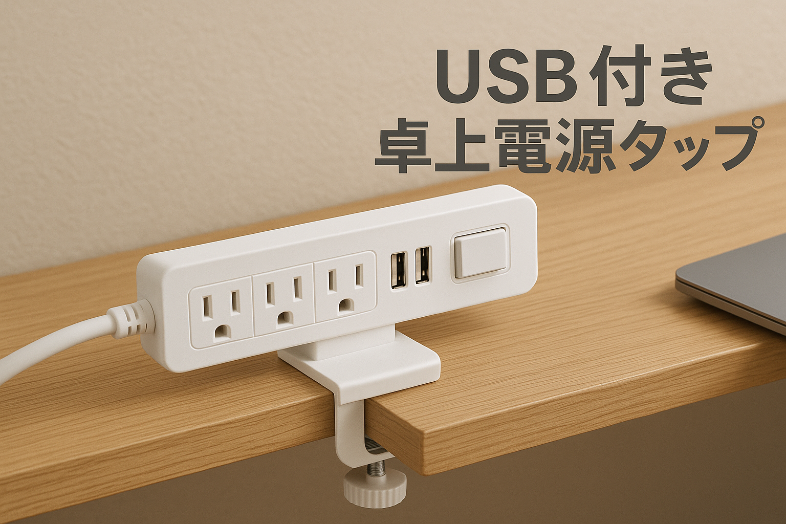 エルパ(ELPA) 卓上電源タップ USB付き クランプ固定 集中スイッチ 雷ガード付き WLS-DS4232SUA(W)