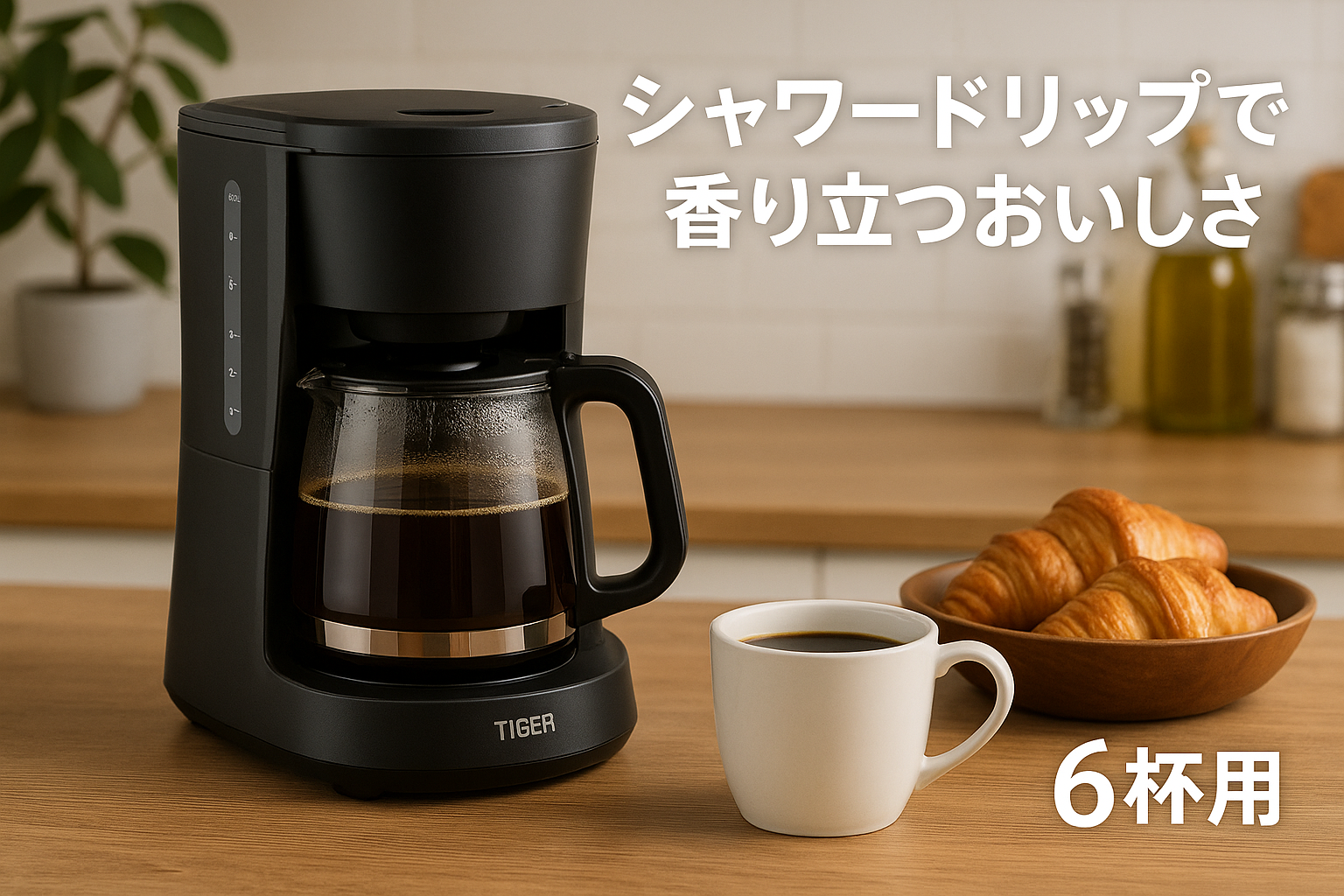 タイガー魔法瓶(TIGER) コーヒーメーカー シャワードリップタイプ 0.81L 6杯用 ブラックADC-N060K