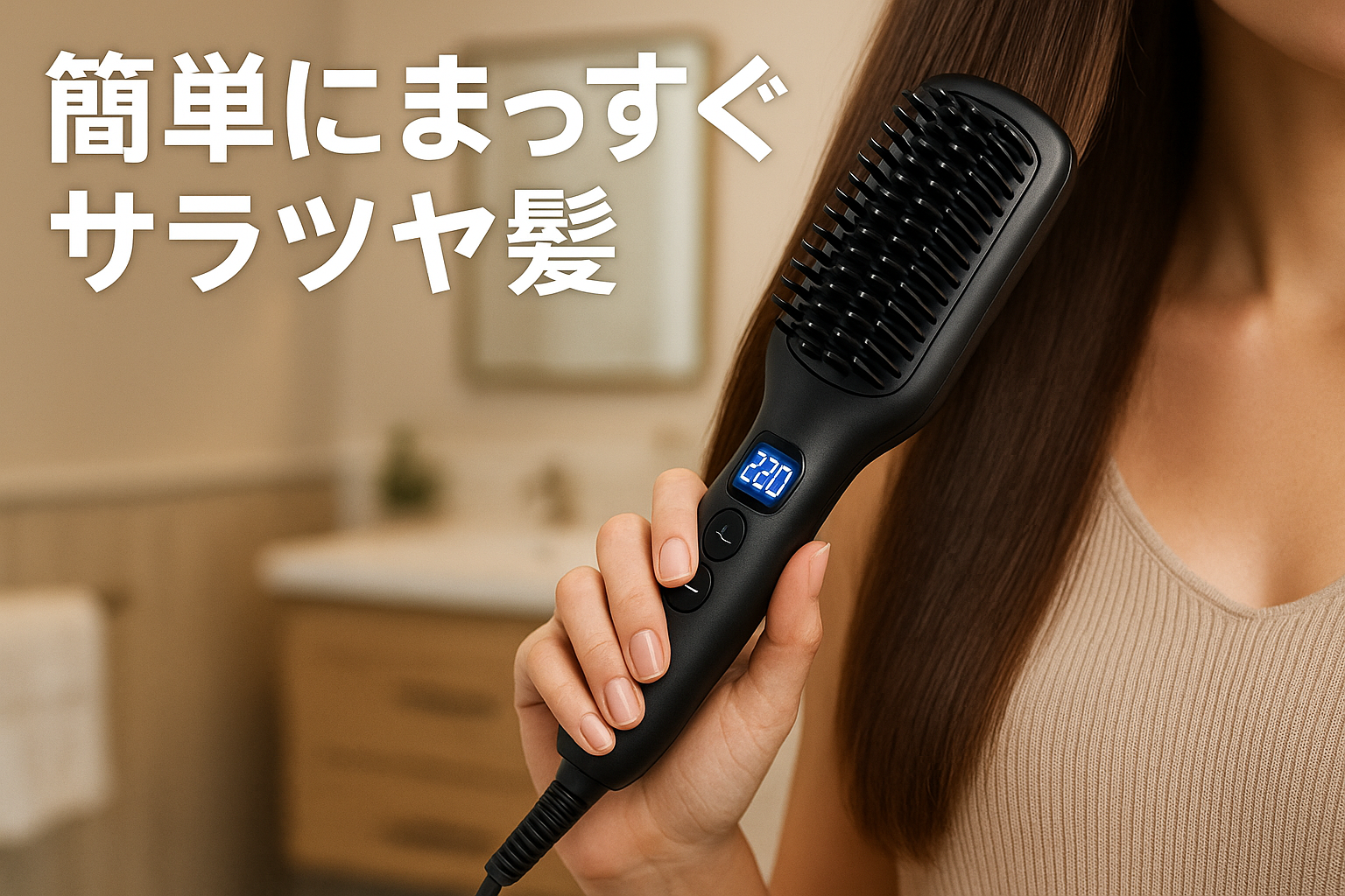 ストレートブラシ ヘアアイロン 【80℃～230℃温度調節&マイナスイオン機能】ブラシアイロン 火傷防止手袋付き LEDディスプレイ 16種温度調節 60分オートオフ 静電気防止 簡単ストレート 前髪 急速加熱 ヒートブラシ プロ仕様 誤作動防止ロック ポーチ付き 海外対応 旅行 日本語取扱説明書付き プレゼント