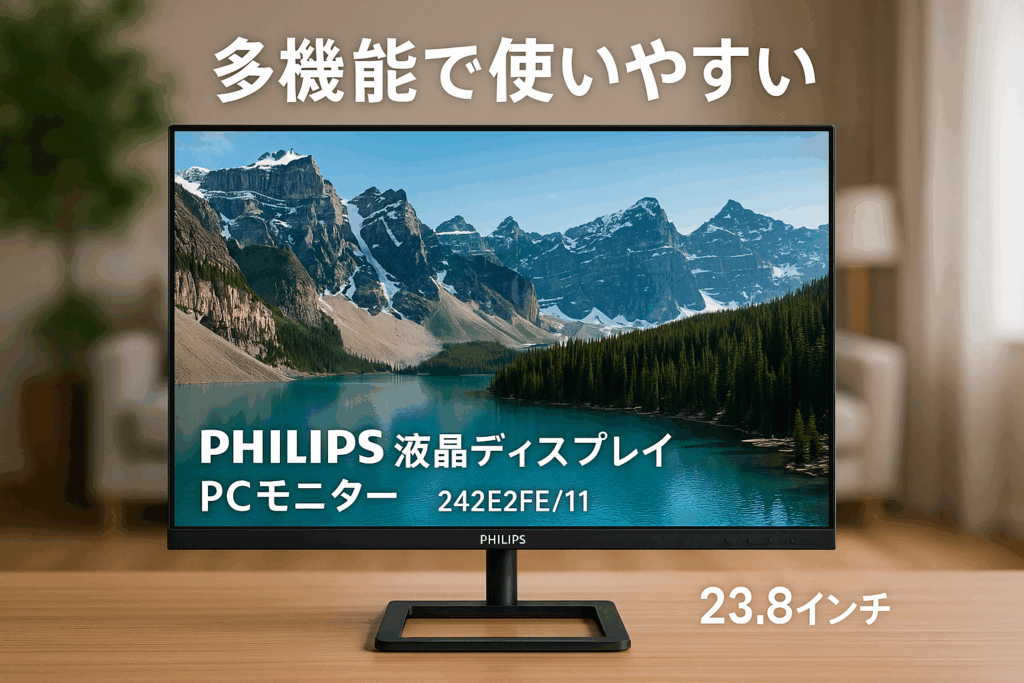 PHILIPS 液晶ディスプレイ PCモニター 242E2FE/11 (23.8インチ/5年保証/FHD/IPS/VGA,HDMI,DisplayPort/昇降・高さ調節/チルト/4面フレームレス/FreeSync(HDMI,DP)ちらつき防止/ブルーライト軽減)