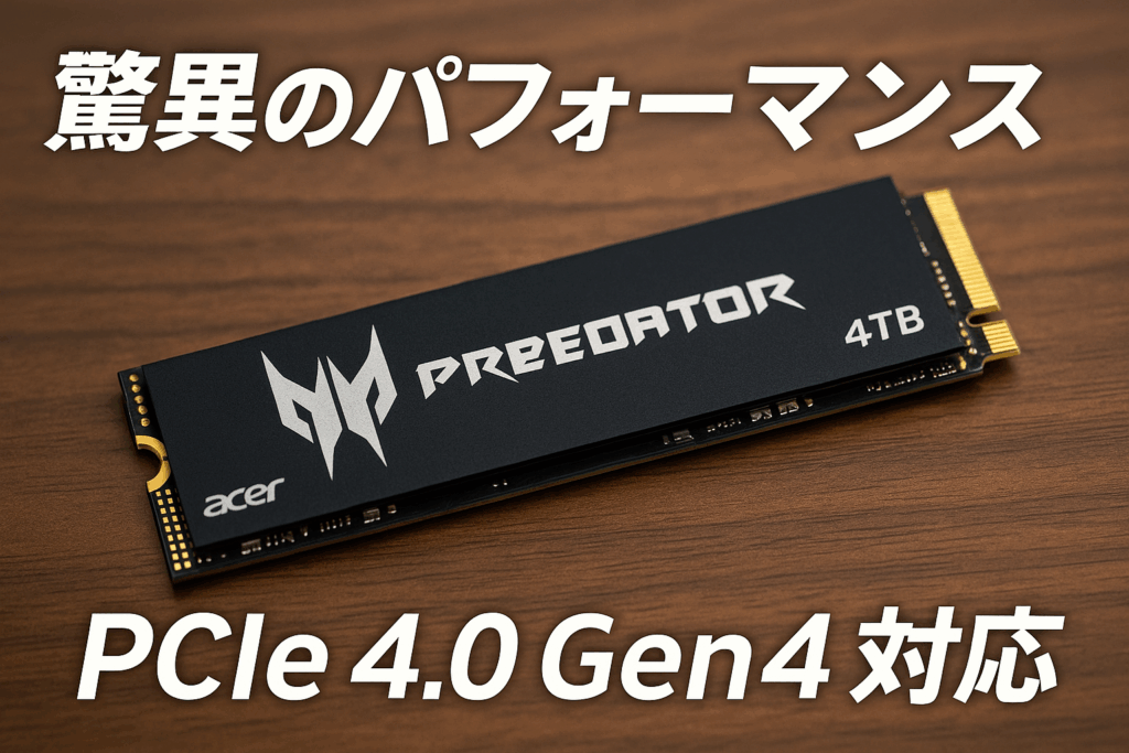 Acer Predator M.2 SSD 4TB GM7000 DRAMキャッシュ搭載 NVMe1.4 2280 PCIe Gen4×4 超高速(最大読み込み：7400MB/s、最大書き込み：6700MB/s) 内蔵SSD PS5/PS5 Pro動作確認済み 高耐久 3D NAND TLC メーカー5年保証