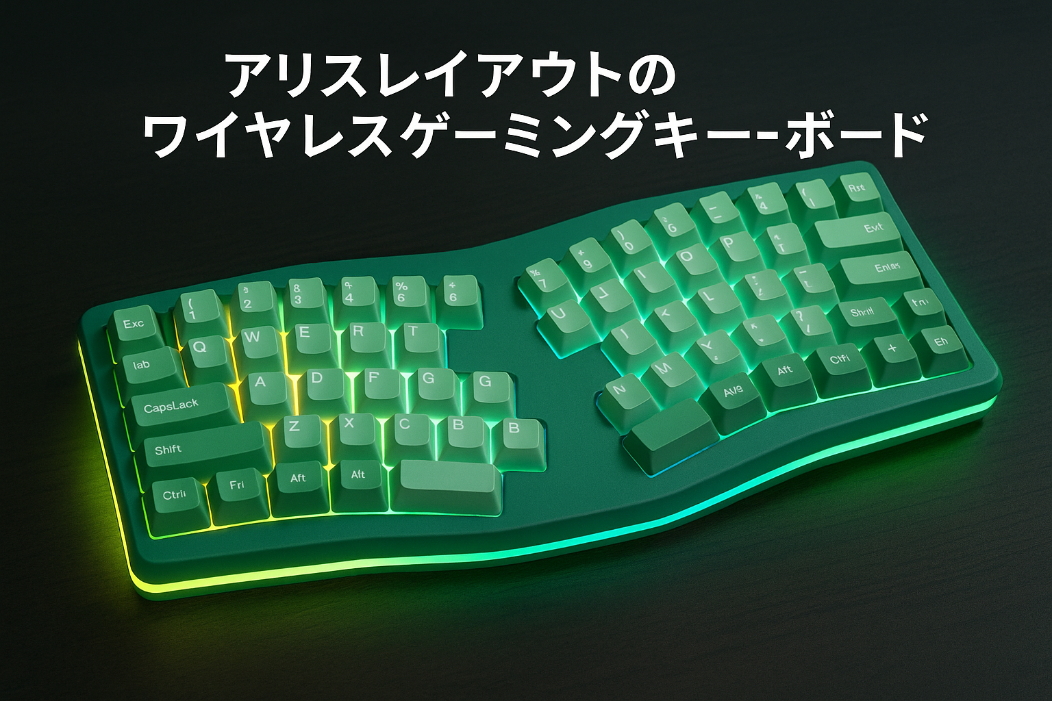 AKS068pro ゲーミングキーボード アリスレイアウト ワイヤレス 2.4Ghz/ Bluetooth 5.0/Type-C有線 68キー Sea salt軸 アンチゴースト ガスケットマウント ホットスワップ可能 PBTキーキャップ 人間工学 南向きのRGBバックライト 両側RGBライト （グリーン）