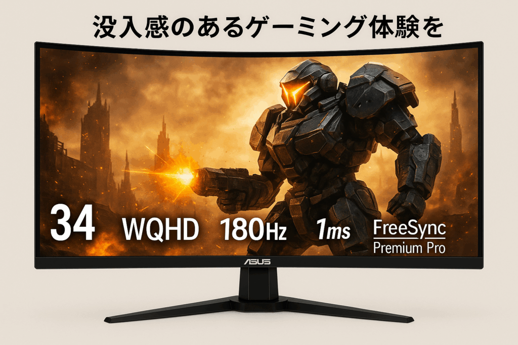 ASUS ゲーミングモニター TUF Gaming VG34VQL3A 34インチ/180Hz/WQHD/1ms/Freesync Premium Pro/国内正規品