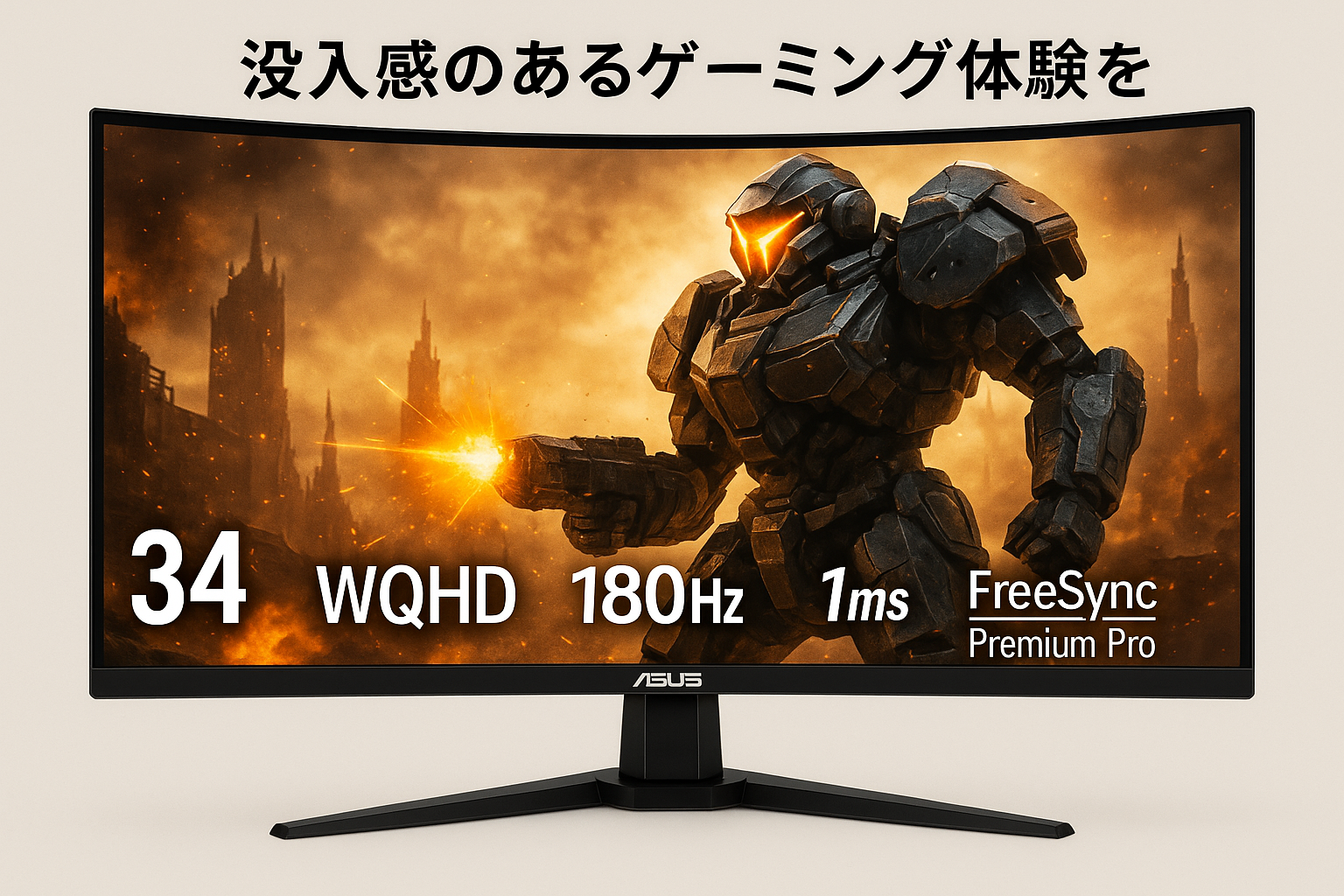 ASUS ゲーミングモニター TUF Gaming VG34VQL3A 34インチ/180Hz/WQHD/1ms/Freesync Premium Pro/国内正規品