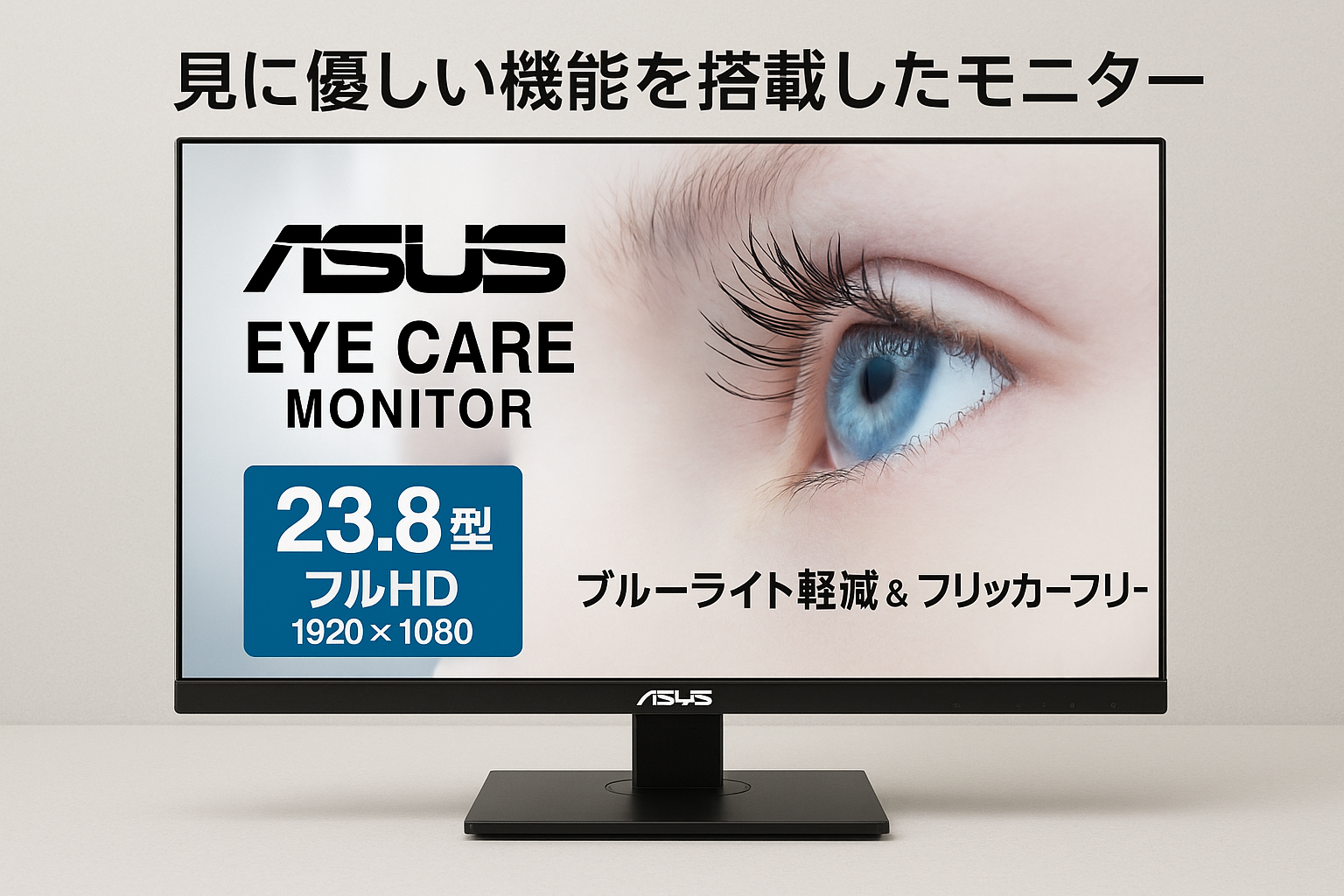 ASUS モニター Eye Care VA24EQSB 23.8インチ / フルHD / 1920 x 1080 / IPS フレームレス / 75Hz / Adaptive-Sync/ブルーライト軽減/フリッカフリー 高さ調整 縦横回転 VESA対応 国内正規品