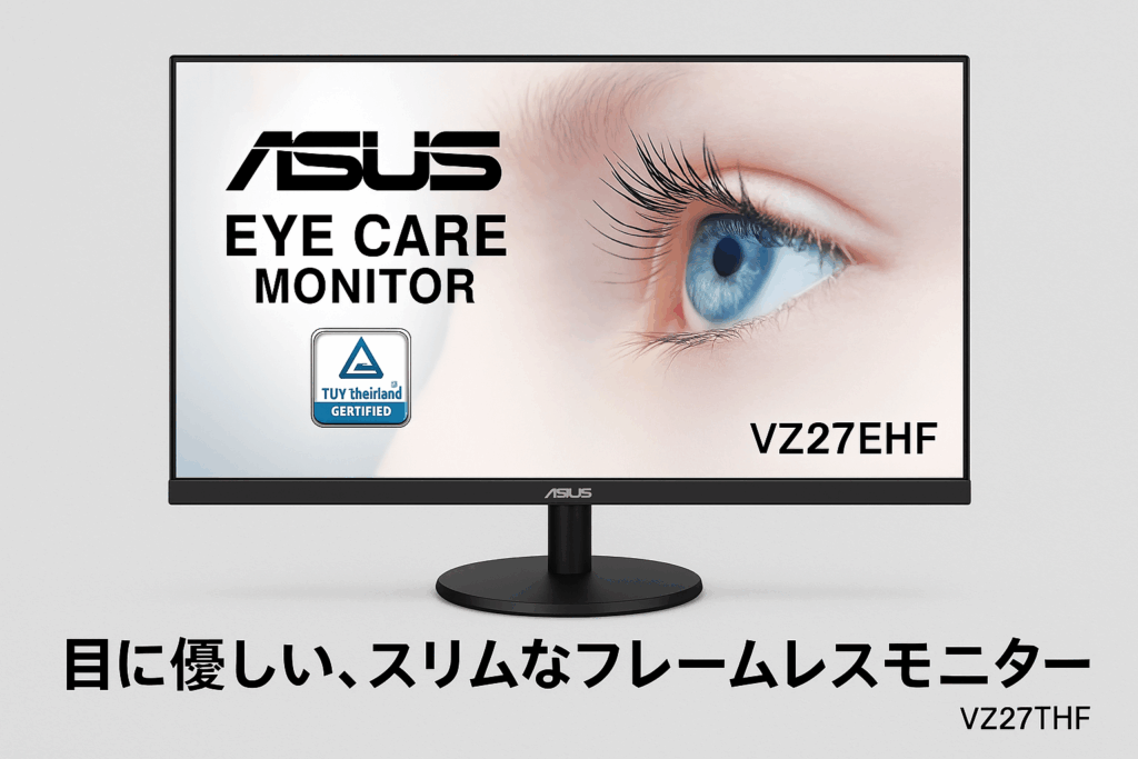 ASUS モニター Eye Care VZ27EHF 27インチ IPS/フルHD/フレームレス/100Hz/Adaptive-Sync/1ms MPRT/HDMI/ブルーライト軽減/フリッカーフリー/壁掛け可能/3年保証 / 国内正規品