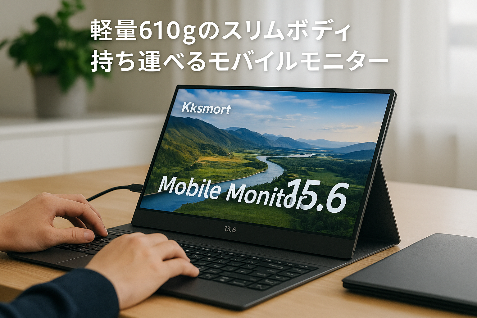 モバイルモニター kksmart 自立型 15.6インチ 超薄型 軽量610g VESA対応 極細ベゼル 収納ケース付 非光沢IPSパネル モバイルディスプレイ ポータブルモニター スイッチ用モニター Type-C/miniHDMI 1920x1080FHD Type-C/mini HDMI付 PS4/XBOX/Switch/PC/Macなど対応 C-1