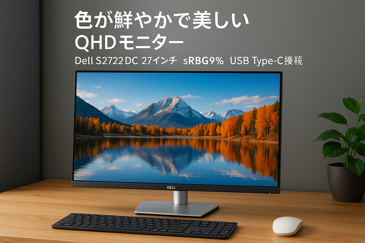 Dell S2722DC 27インチ モニター (3年間無輝点交換保証/QHD/IPS非光沢/USB Type-C・ HDMIx2/sRGB 99%/縦横回転・高さ調整/4ms/75Hz/AMD FreeSync/スピーカー付)