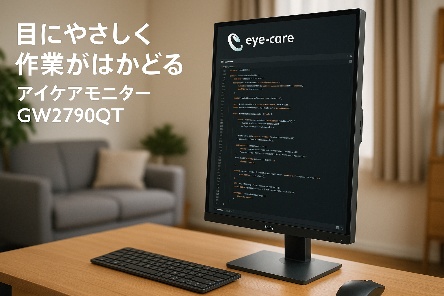 ベンキュージャパン BenQ アイケアモニター GW2790QT (27インチ/WQHD/IPS/USB Type-C 65W給電/HDMI/DP/ノイズキャンセリングマイク内蔵/ノイズフィルタースピーカー付き(2W×2)/デイジーチェーン/コーディングモード/輝度自動調整機能(B.I. Gen2)搭載/ブルーライト軽減プラス/フリッカーフリー/カラーユニバーサルモード/高さ調整/回転