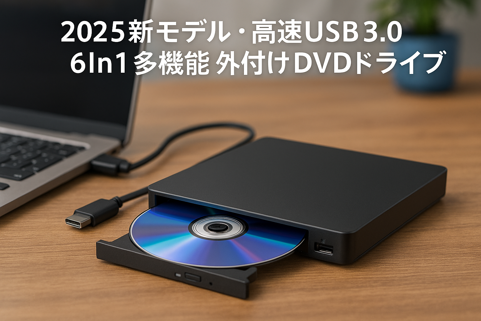 DVDドライブ 外付け 【2025新モデル・高速USB3.0・6In1多機能】 CD/DVDプレイヤー 薄型 ポータブルドライブ typeC/USBポート DVDプレーヤー バスパワー駆動 外付け CDドライブ 静音 高速 光学ドライブ 軽量 スリム CD DVD ドライブ コンパクト TFカード/SDカード/CD/DVD読取・書込 デスクトップパソコン対応 日本語取扱説明書付き (ブラック)