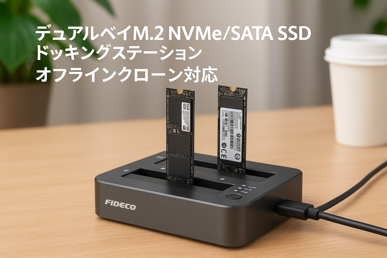 FIDECO M.2 NVMe SATA SSD クローナー ドック デュアルベイ M.2 NVME SATA SSD エンクロージャ 20Gbps M.2 NVMe SATA SSD ドッキングステーション USB 3.2 Gen 2 NVMe クローン ドッキングステーション M.2 オフライン クローン UASP トリムをサポート アルミニウム設計