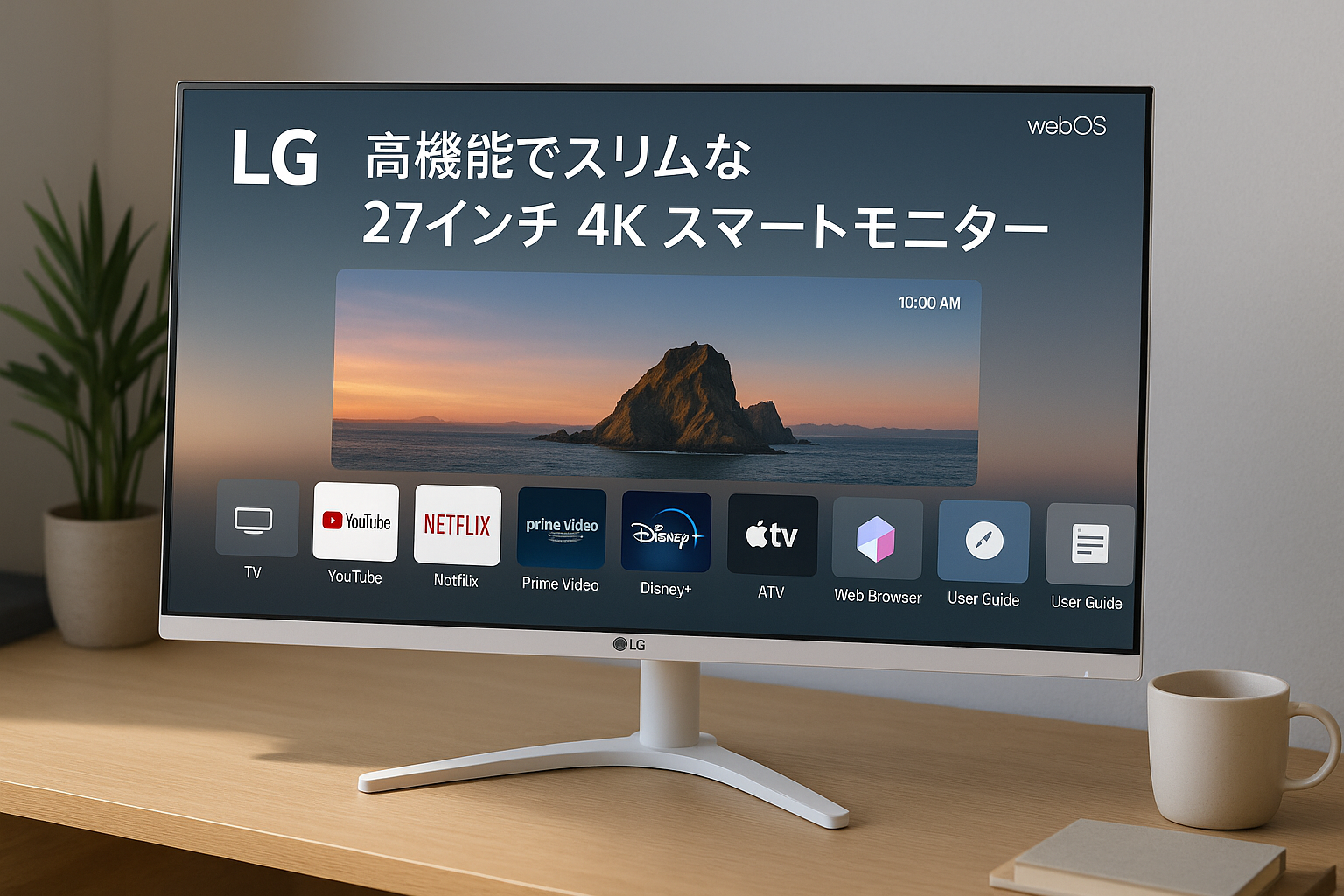 LG スマートモニター 27SR73U-W/LG MyView Smart Monitor / 27インチ 4K / webOS 23 / IPS / 約10.7億色表示(8bit+FRC) / DCI-P3 90% / アンチグレア / 5W+5Wスピーカー / AirPlay2 / Miracast/USB-C（USB PD 65W) / スリムデザイン / 3年安心・無輝点保証