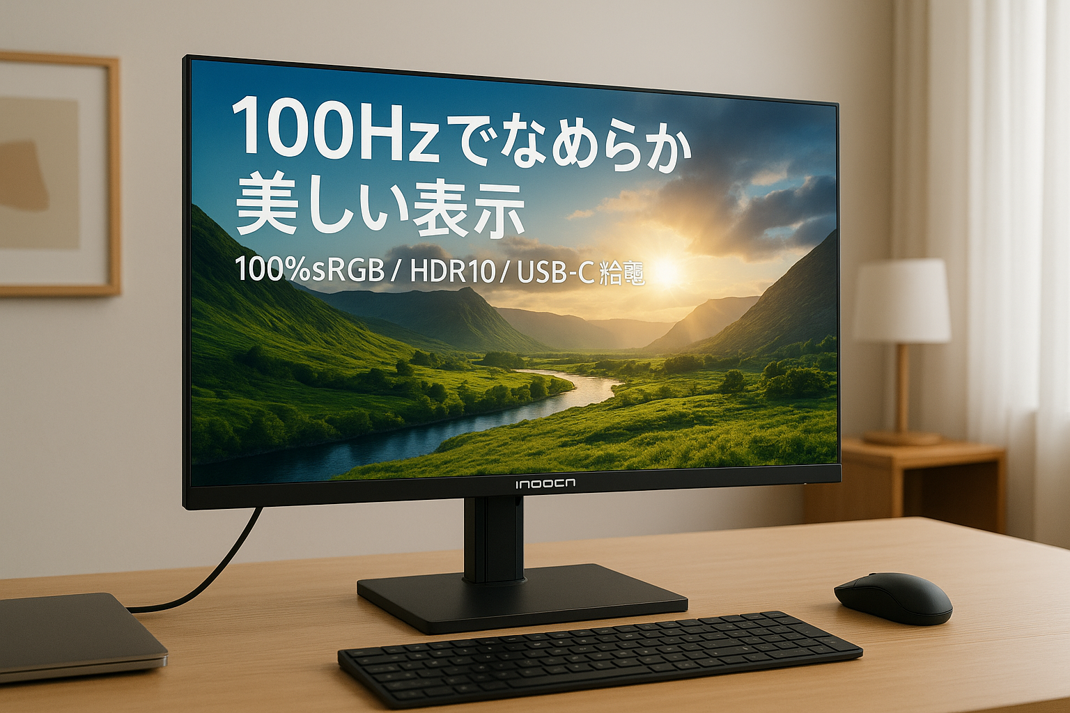 INNOCN 27インチ モニター 100Hz ディスプレイ 100%sRGB HDR10 usb-c給電 低ブルーライト アイケア IPSパネル 非光沢（傾き調整・高さ調整/HDMI/DisplayPort/Type-C 65W/VESA対応）作業/動画視聴 27D1Q