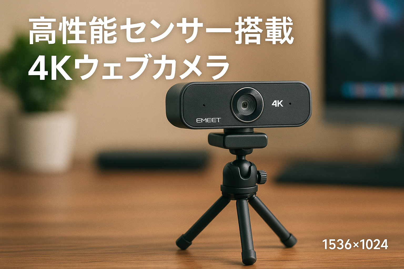 EMEET S600 4K WEBカメラ 三脚＆ボールジョイント付き UHD ウェブカメラ 800万画素 1080p 60fps 高性能センサー搭載 73°視野角 PDAFオートフォーカス 2つのノイズキャンセリングマイク内蔵 自動光補正 ライブ配信 ゲーム実況 ビデオ会議用 対応 Youtube, Skype, Facebook, zoom など対応