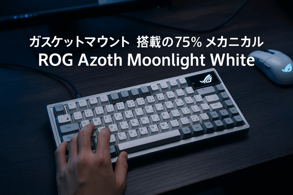 ASUS ゲーミングキーボード カスタムキーボード ROG Azoth Moonlight White(75% / ガスケットマウント / 3層静音ダンパー / ROG NXメカニカルスイッチ/ROGキーボードスタビライザー/PBTダブルショットキーキャップ/ルブキット付属/トライモード接続/有機ELディスプレイ) 国内正規品