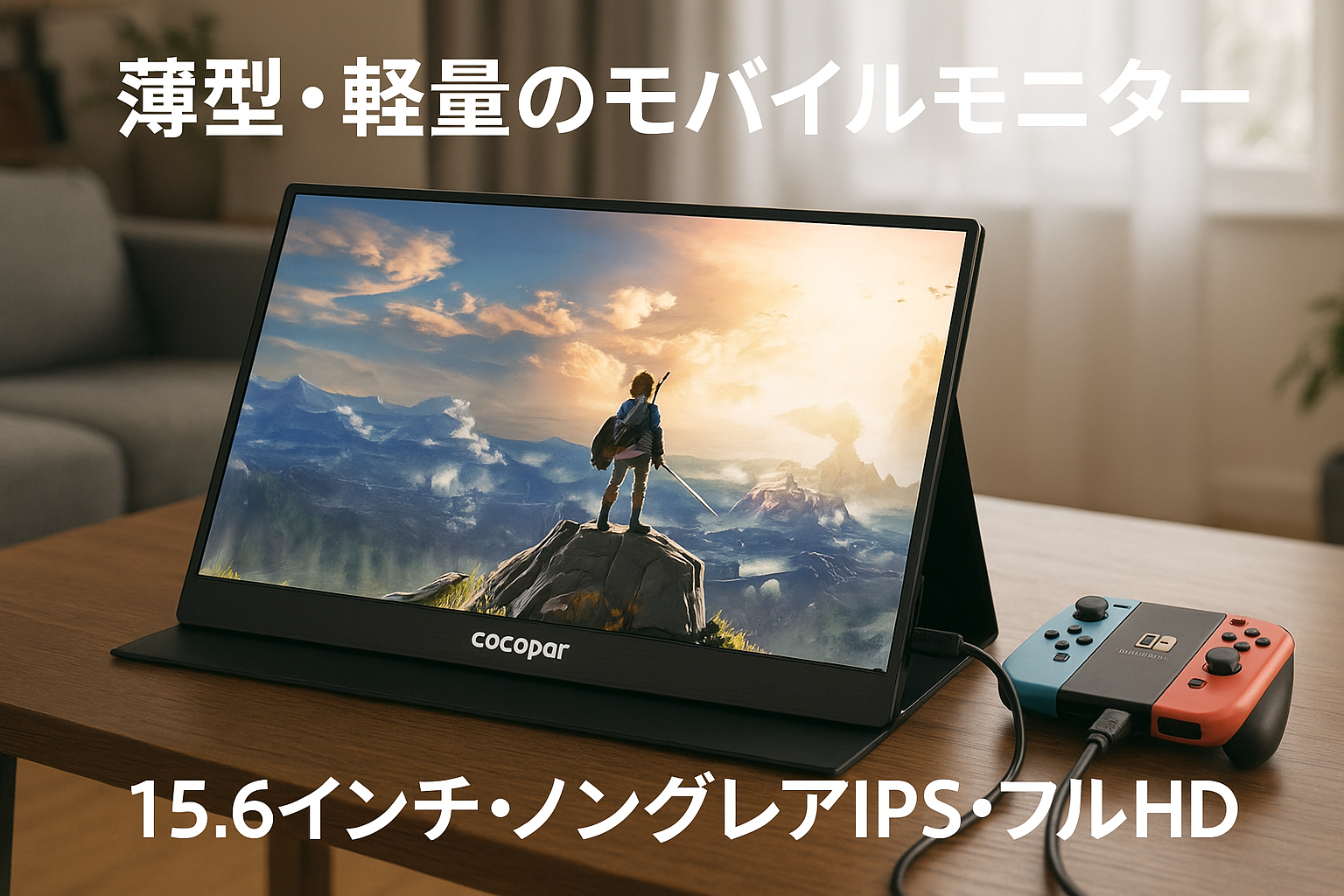 モバイルモニター モバイルディスプレイcocopar 15.6インチ スイッチ用モニター 非光沢IPSパネル 薄い 軽量 1920x1080FHD HDRモード/FreeSync対応/ブルーライト機能 USB Tpye-C/標準HDMI/カバー付VESA対応 dg-156mx