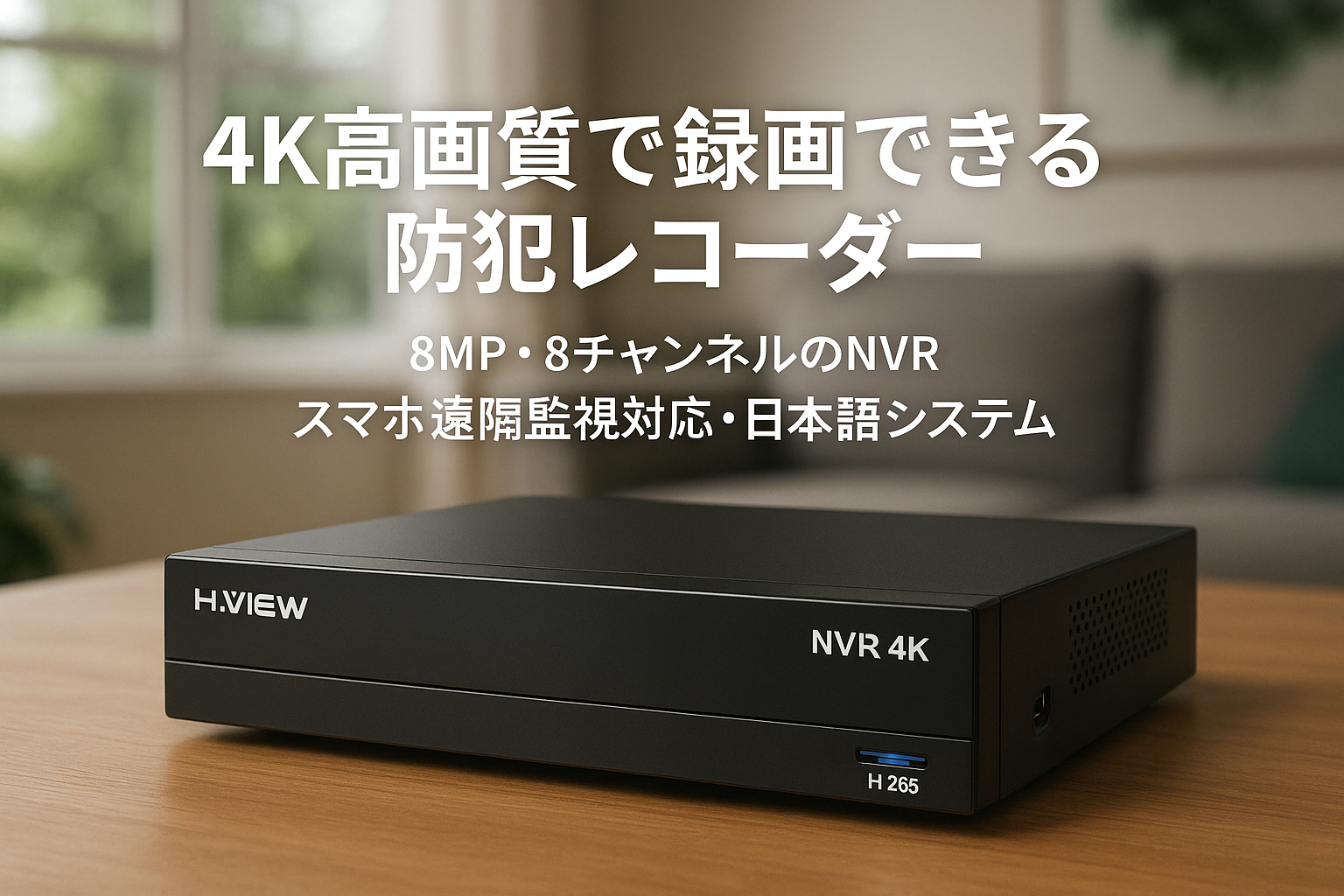 H.View 防犯録画機 NVRビデオレコーダー4K 8MP 8チャンネル H.265デジタルレコーダー 防犯レコーダー スマホ遠隔監視対応 日本語システム(4TB HDD付き)