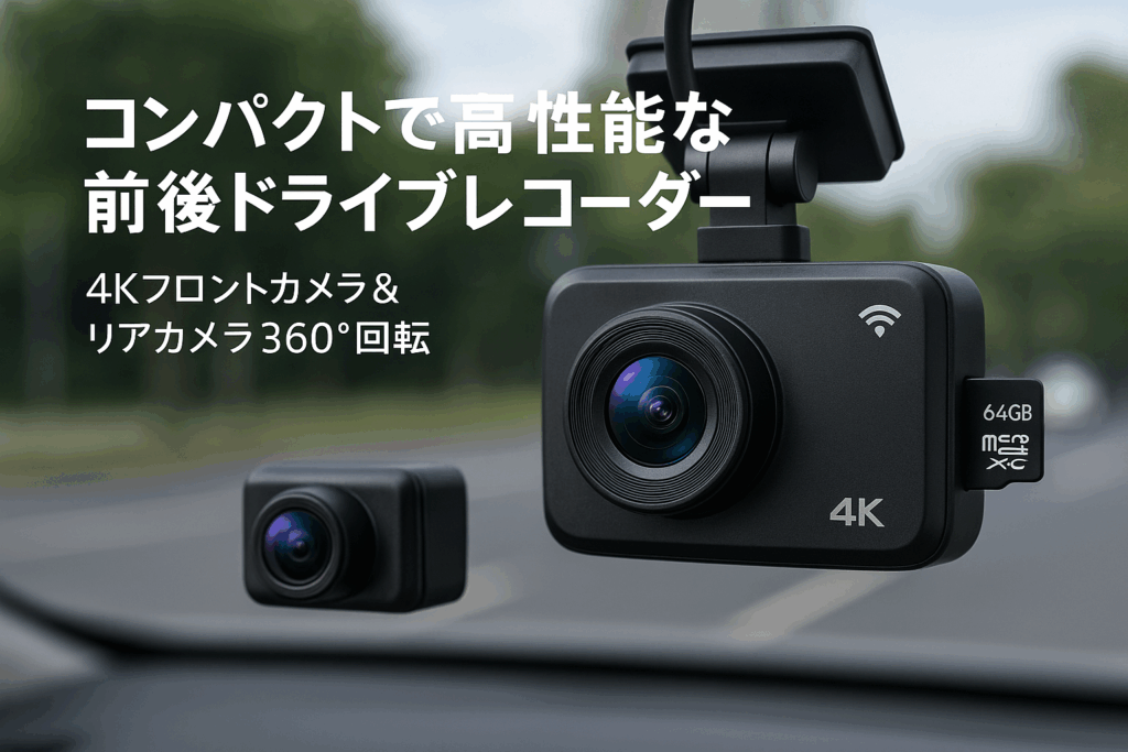 GKU 前後ドライブレコーダー 4K+1080P ドライブレコーダー ゼンゴ 小型 バレない ドラレコ WIFI付き 24時間駐車監視 HDR/WDR搭載 400万画素 夜間撮影 スマホ連携 170° 広角 衝撃録画 F値1.8 LED信号機対策 どらいぶれこーだー リアカメラ360° 回転 ヨンキロ 初心者可 日本語取扱説明書 Dash Cam 64GBSDカード付き (D600)