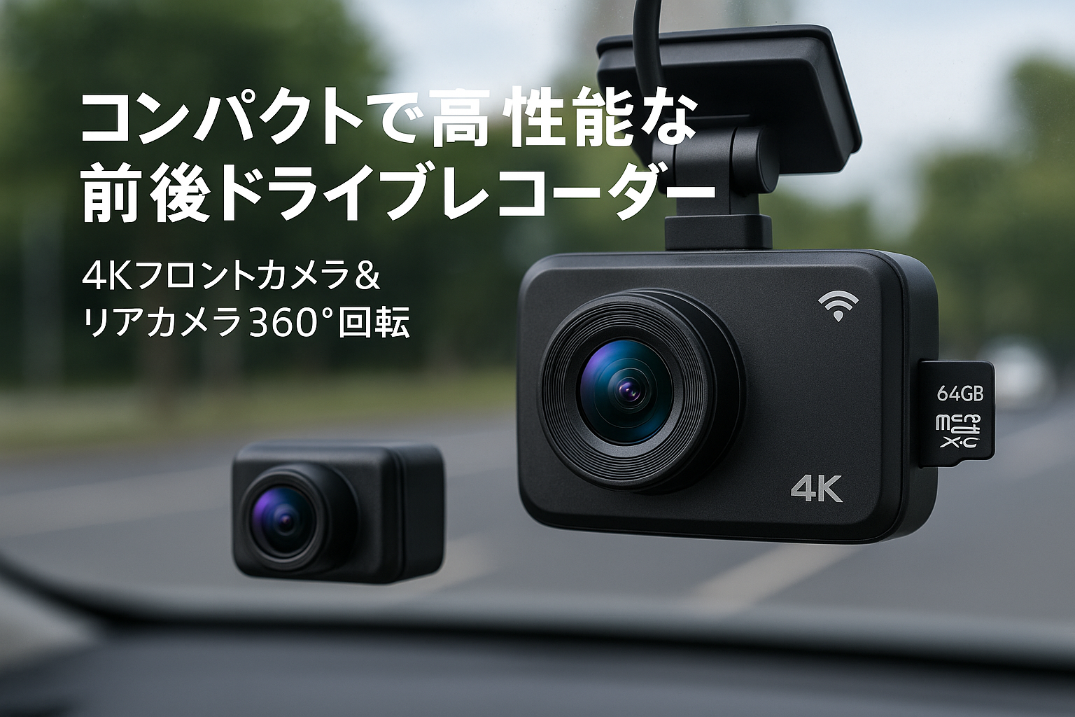 GKU 前後ドライブレコーダー 4K+1080P ドライブレコーダー ゼンゴ 小型 バレない ドラレコ WIFI付き 24時間駐車監視 HDR/WDR搭載 400万画素 夜間撮影 スマホ連携 170° 広角 衝撃録画 Ｆ値1.8 LED信号機対策 どらいぶれこーだー リアカメラ360° 回転 ヨンキロ 初心者可 日本語取扱説明書 Dash Cam 64GBSDカード付き (D600)