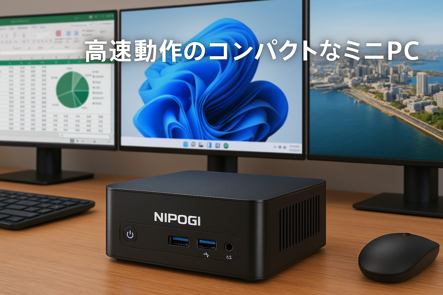 NIPOGI ミニpc AMD Ryzen 7 5700U (8C/16T 最大4.30GHz) mini pc ryzen16GB DDR4 512GB SSD Windows11 Pro 4K60Hz 3画面出力 2.5Gbps LAN Type-C WiFi 6 Bluetooth 5.2