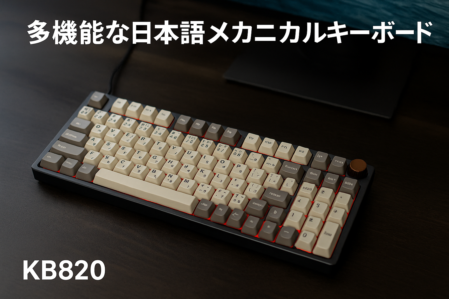 メカニカルキーボード KB820【2025年業界オリジナル開発・日本語配列とカナ印字一体】75% ガスケットゲーミングキーボード 有線 着脱式 カスタマイズキーボード USB C/A両用 82キー PBTキーキャップ 押下圧 40G ノブ付き LEDバックライトMac/Windows対応 サテライト軸