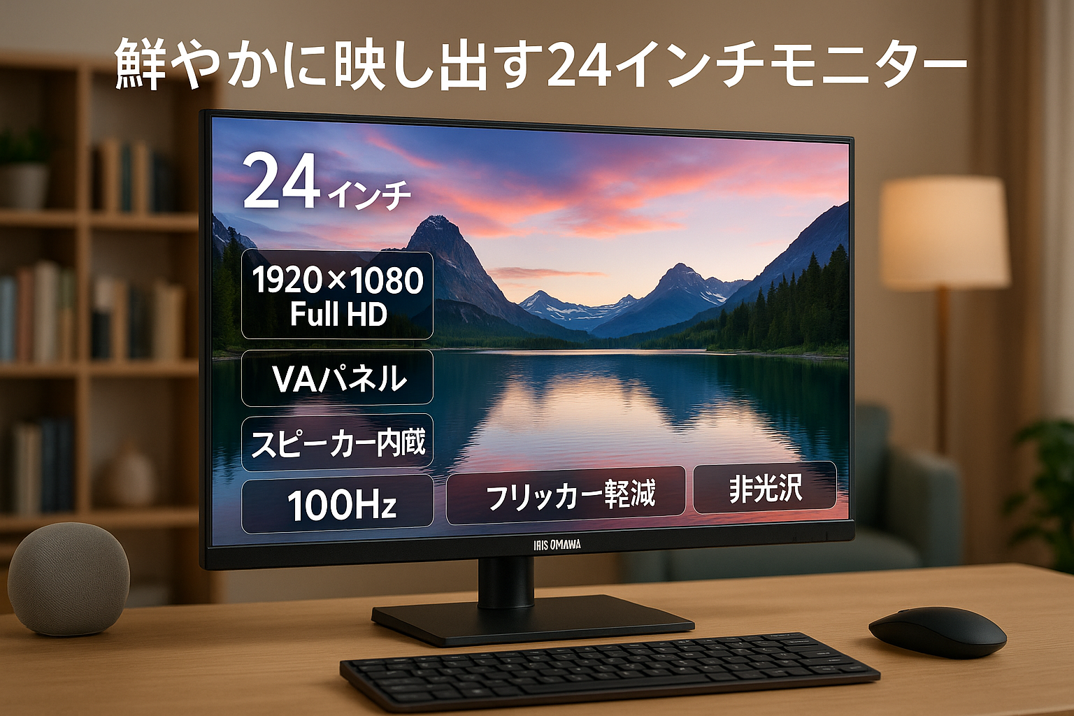 アイリスオーヤマ モニター 24インチ Full HD(1920×1080) VAパネル スピーカー内蔵 100Hz フリッカー軽減 非光沢タイプ ディスプレイ HDMI ブラック DT-IF235S-B