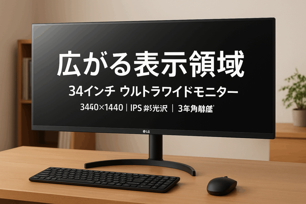LG モニター ディスプレイ 34WN750-B 34インチ/3辺フレームレス 平面ウルトラワイド(3440×1440)/IPS非光沢/HDR対応/FreeSync/HDMI×2,DisplayPort/スピーカー/高さ調節 /3年安心・無輝点保証