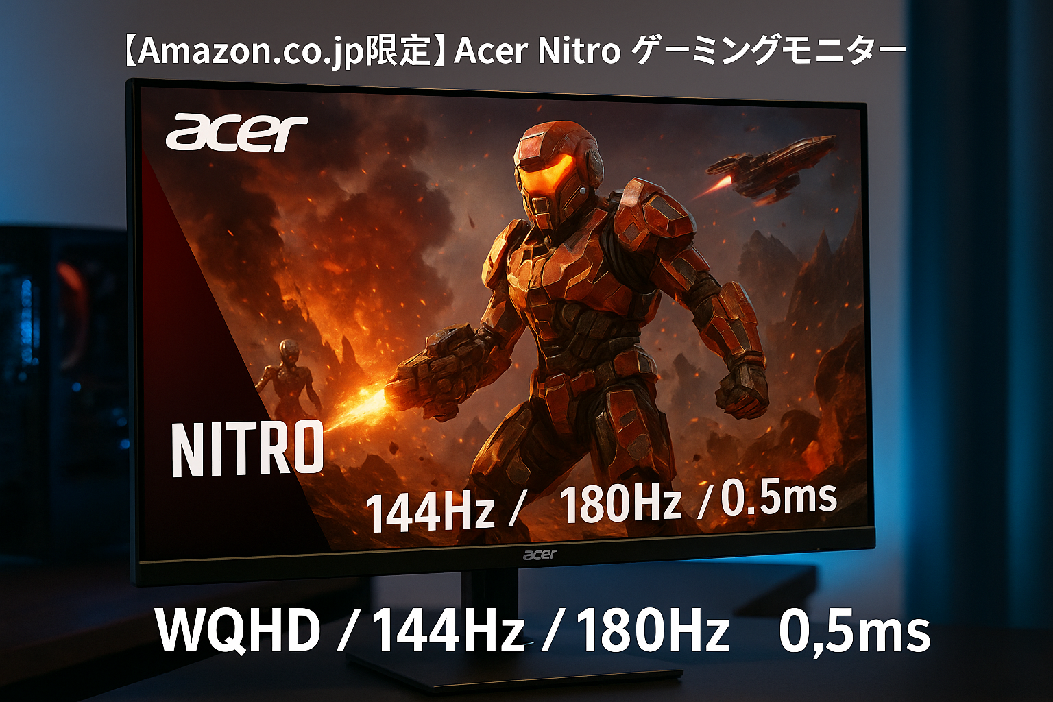 日本エイサー 【Amazon.co.jp限定】Acer Nitro ゲーミングモニター 27インチ IPS 非光沢 WQHD 144Hz 180Hz 0.5ms HDMI 2.0 VESAマウント対応 スピーカー内蔵 ヘッドホン端子 ピボット機能 高さ調整 XV271UM3bmiiprx