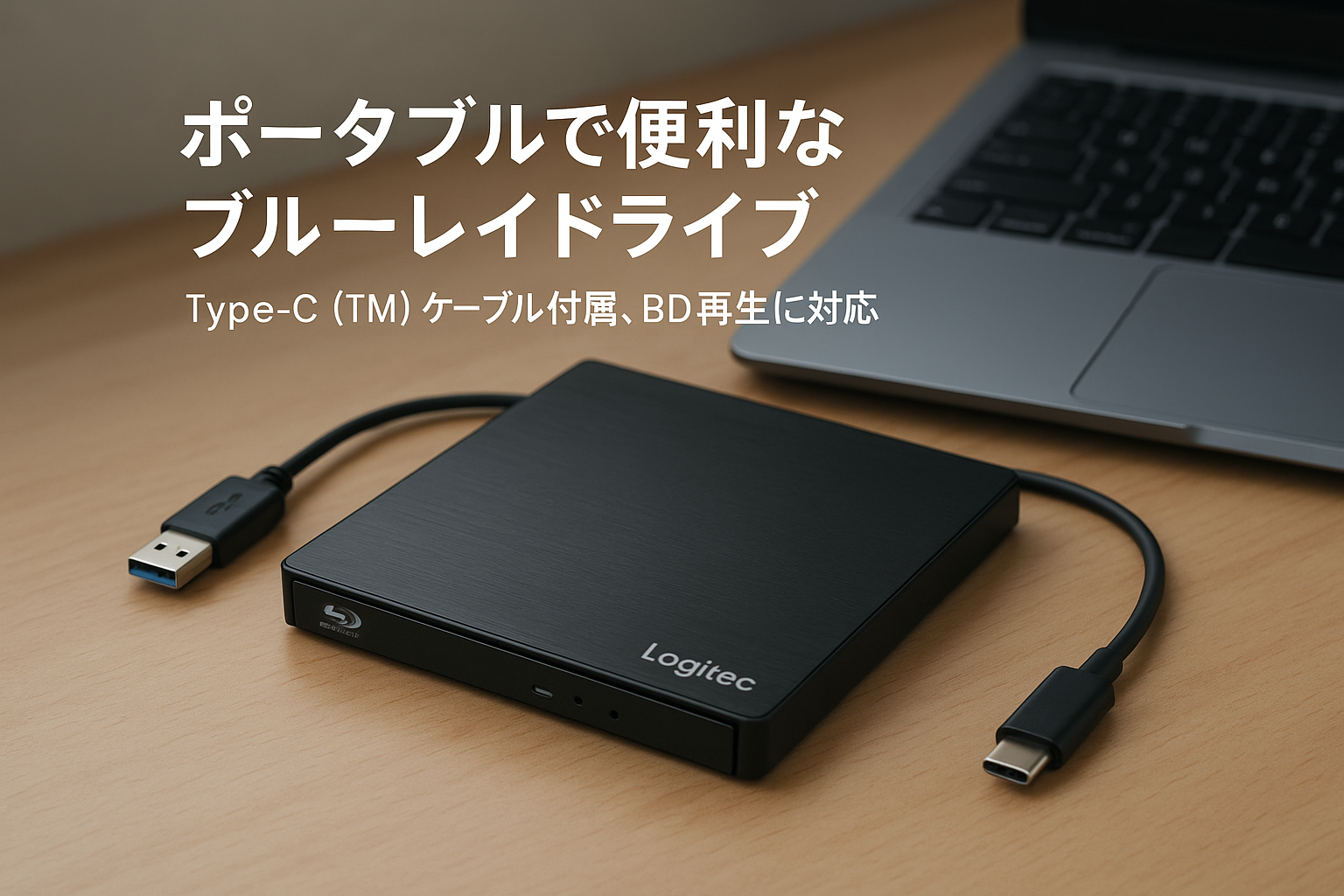 ロジテック ブルーレイドライブ 外付け USB-A/USB-C Type-C (TM) ケーブル付属 ポータブル M-DISC 国内メーカー BD再生 ソフト無し LBD-LPWAWU3CNDB