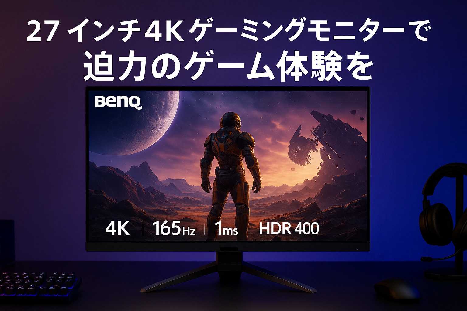 ベンキュージャパン BenQ MOBIUZ EX271U ゲーミングモニター(27インチ/4K/165Hz/1ms/HDR 400/PixSoulエンジン搭載/HDMI eARC 7.1ch対応/FreeSync Premium/輝度自動調整(B.I.+ Gen2)搭載)